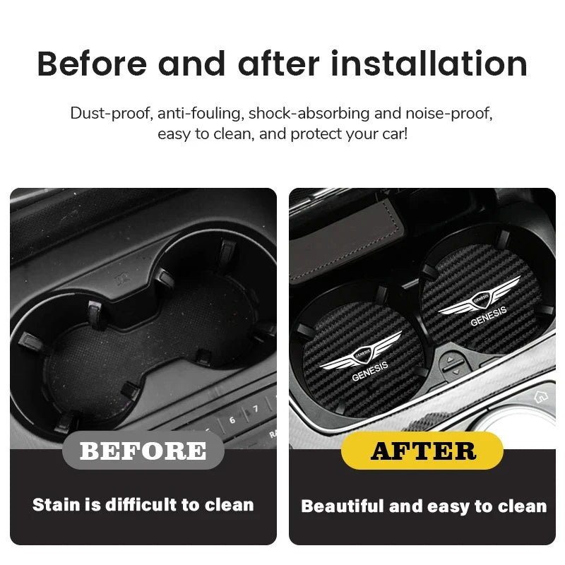2PCS Car Cup Slot Non-Slip Mat Auto Accessories For Genesis G80 GV70 GV80 GV60 G70 Essentia Neolun G90 GV90 X