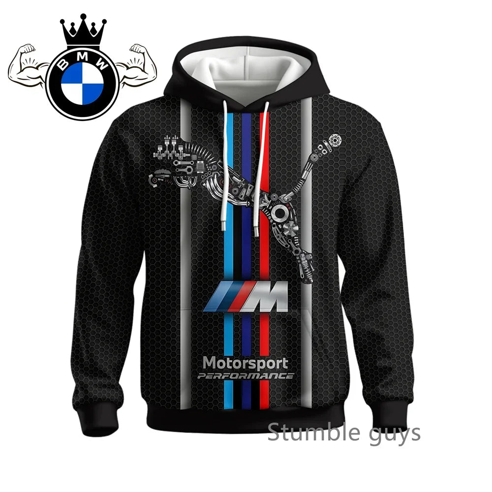 Autumn Men's BMW Hoodie Long Sleeve Sweatshirt Jacket Coat Sports Motorcycle Racing M Power Car Brand Casual Fashion