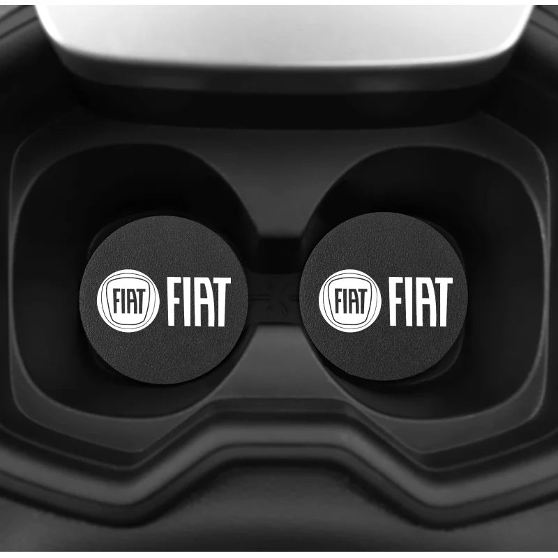 2Pcs Car Logo Silicone Water Cup Pad Cushion For Fiat Abarth 500 Tipo FR Panda Argo Freemont Viaggio Bravo Punto Doblo Pulse