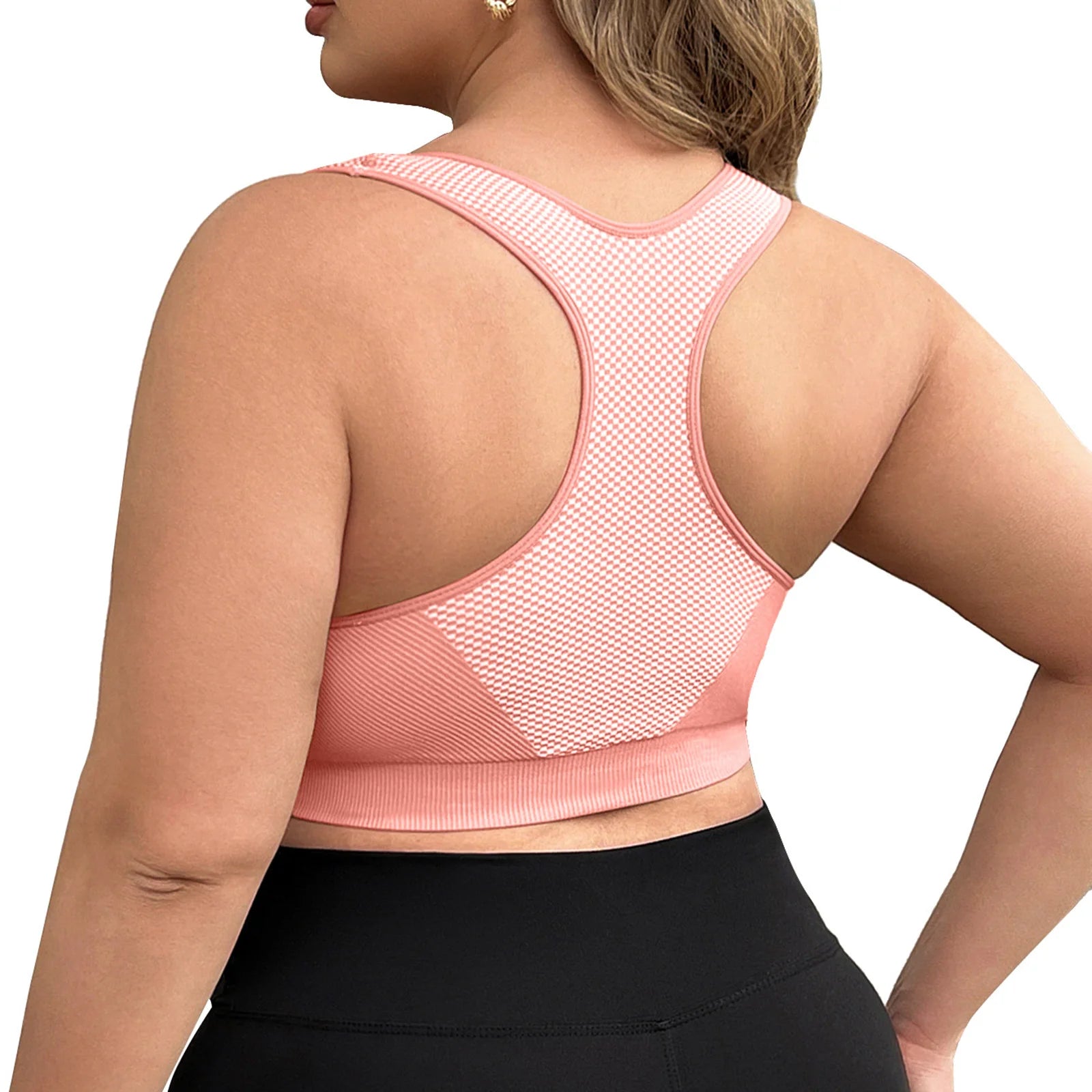 L-3XL Plus Size Sports Yoga Bra Women Seamless Sexy Push Up Fitness Vest Contrast Color U-Neck Workout Racerback Tank Tops