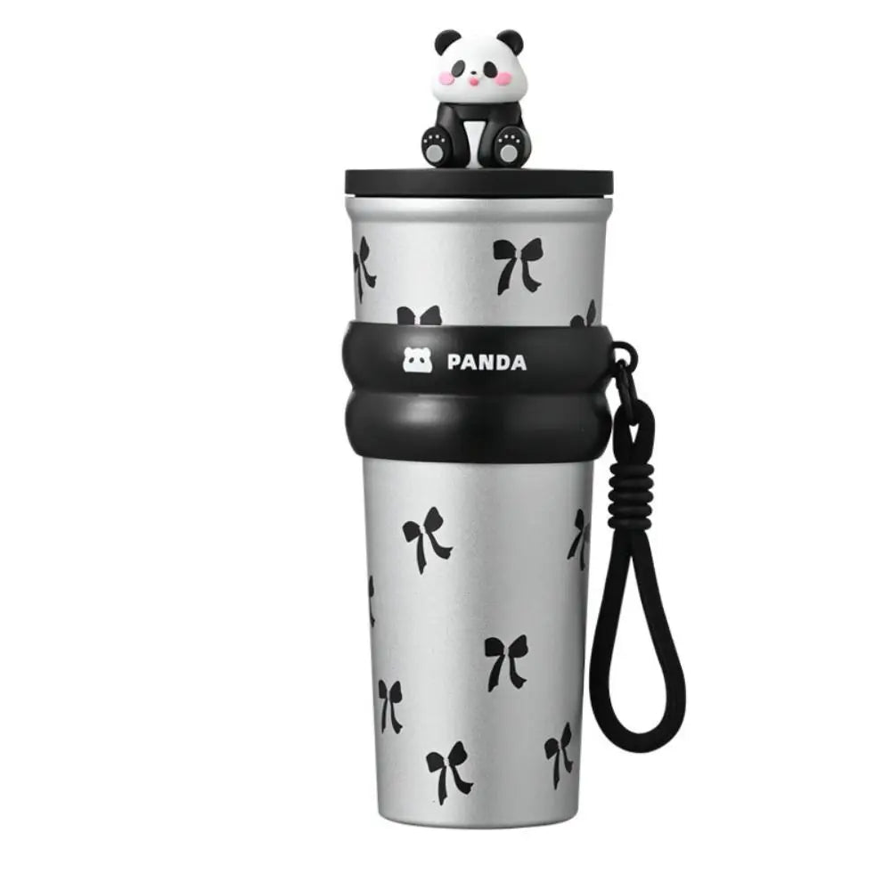 700ML Cartoon Panda Thermos Cup With Lifting Rope Gift Children Vacuum Cup 316 Stainless Steel Thermal Water Bottle