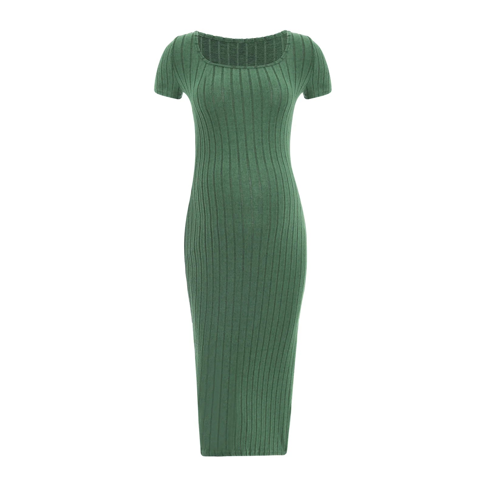 Elegant Maternity Knitted Dress Solid Color Short Sleeve Split Dresses Pregnancy Women Clothes Wedding Party Casual Daily Wear