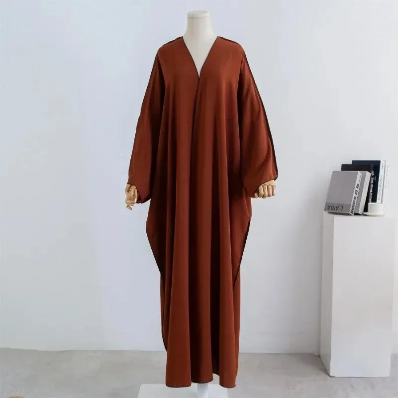Muslim Out Abaya Smocking Sleeve One-piece Prayer Women Jilbab Cardigan Coat Islamic Clothing Dubai Saudi Robe Turkish