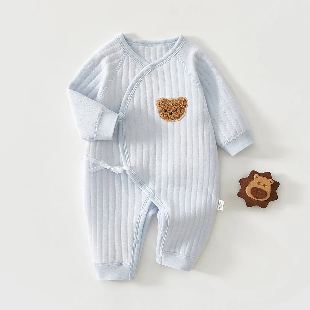 Baby Boy Christmas Romper Quilted Warm Autumn Winter Newborn Jumpsuit Solid Color 0 6 Months Hospital Baby Girl Clothing