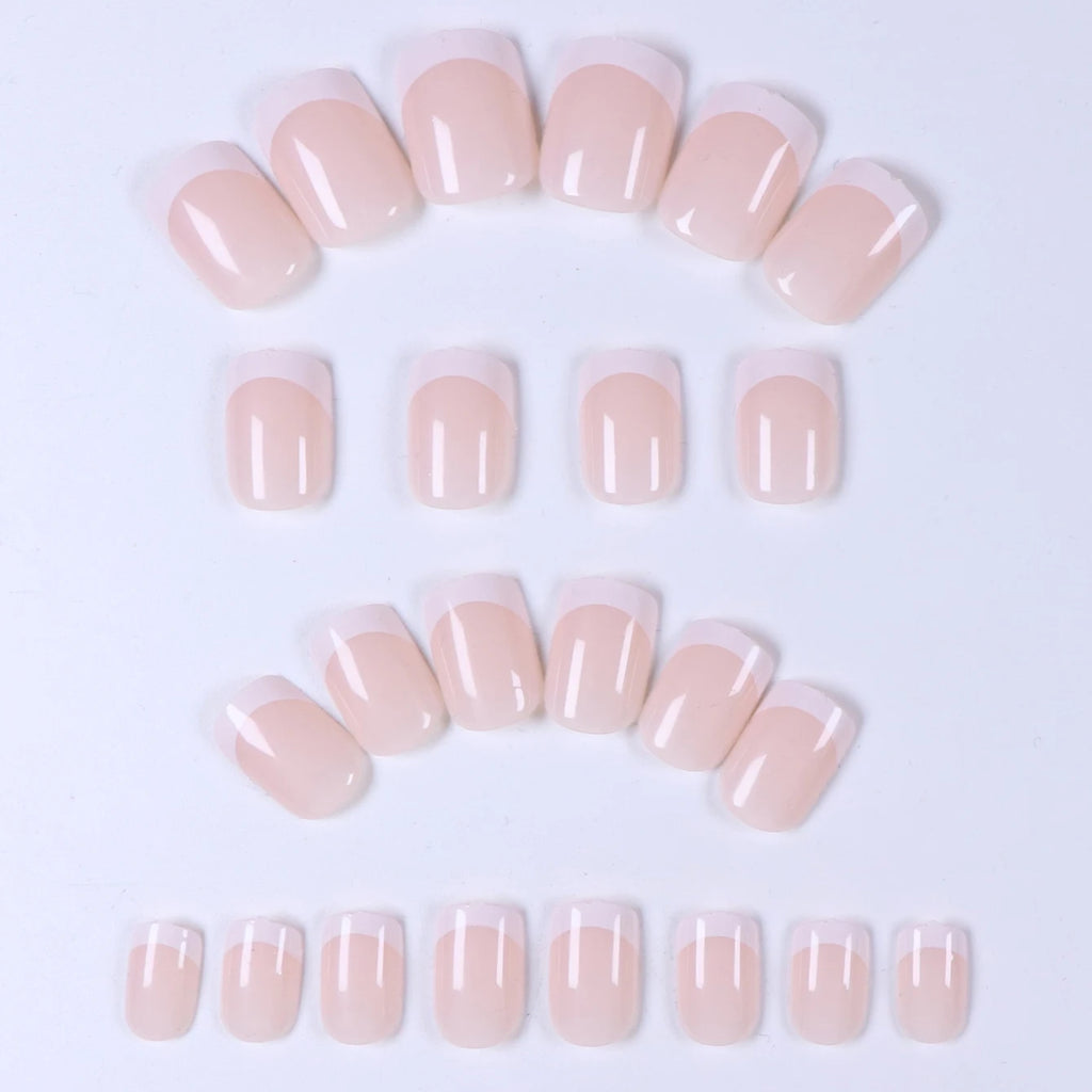 360/120pcs Light Pink Almond Press On Nails Glossy White French Fake Nail Simple Full Cover Fake Nails Soft Gel Nail Tips