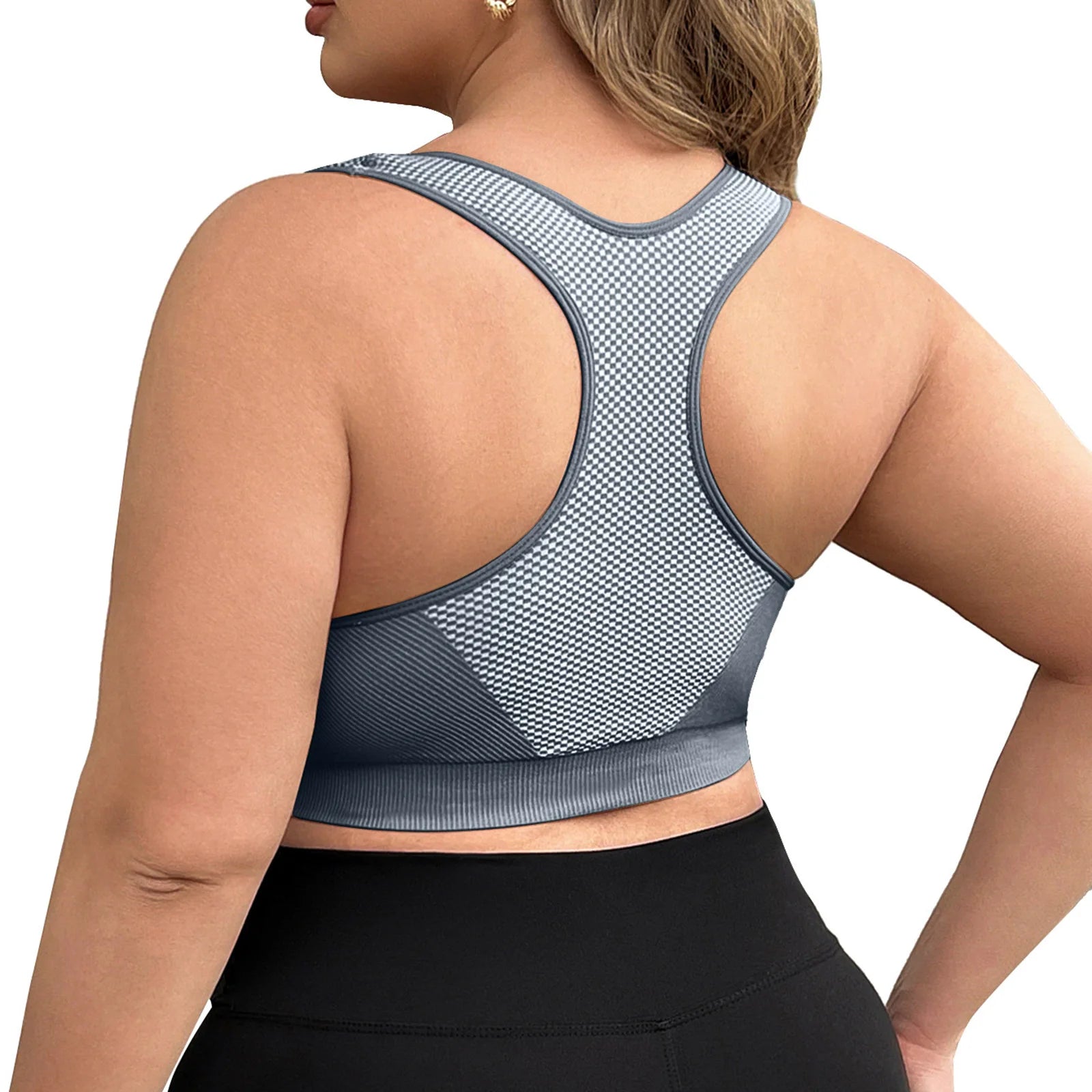 L-3XL Plus Size Sports Yoga Bra Women Seamless Sexy Push Up Fitness Vest Contrast Color U-Neck Workout Racerback Tank Tops