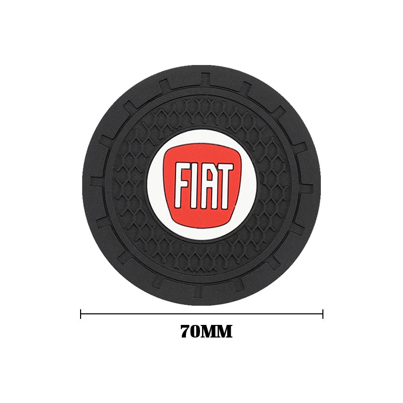 2Pcs Car Logo Silicone Water Cup Pad Cushion For Fiat Abarth 500 Tipo FR Panda Argo Freemont Viaggio Bravo Punto Doblo Pulse