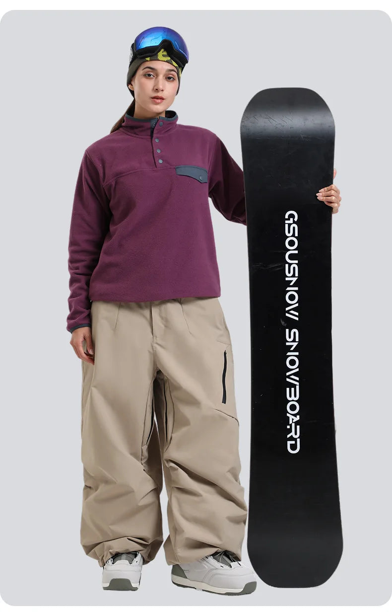 Gsou Snow Men's & Women's Snowboard Pants Waterproof Windproof Ski Trousers Thermal Winter Workwear Loose Fit Outdoor Sportswear