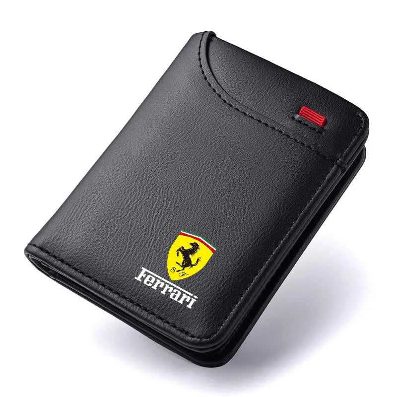 Car Emblem Soft Wallet Leather Mini Credit Card Purse Portable Small Wallet For Ferrari Roma Spider SF90 Competizione LaFerrari