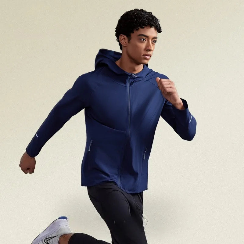 2026 Autumn Long-Sleeve Hoodie Quick-Dry Outdoor Windproof Jacket Four-Way Stretch Running Coat