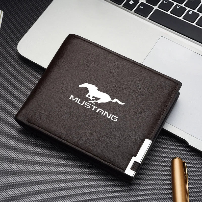 1pcs Car Logo Wallet Men Leather Driver Licence Holder Key Card Bag For Mustang Ford Fiesta Kuga Edge Mondeo ST Fusion Explorer