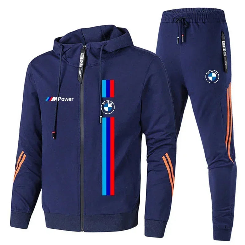 Spring Autumn BMW Brand Logo Printed Men set Sweatshirt Hoodies Car enthusiasts Streetwear Male Fashion Outwear+Pants 2 Piece