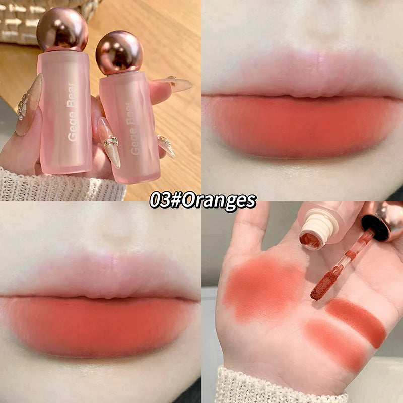 Gege Bear Velvet Matte Lip Mud, Soft, High Pigment for Long-lasting Wear, and Brightening Velvet Matte Finish Lip Color