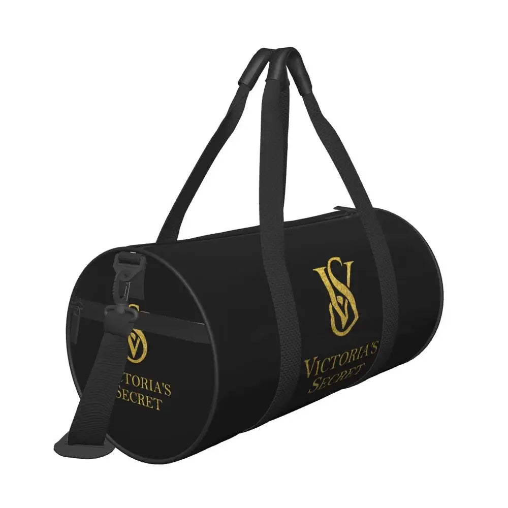 Pink White Stripe Round Capacity Travel Duffel Bag Male Female Large-Capacity Hand Luggage Sports Fitness Bag Travel Package