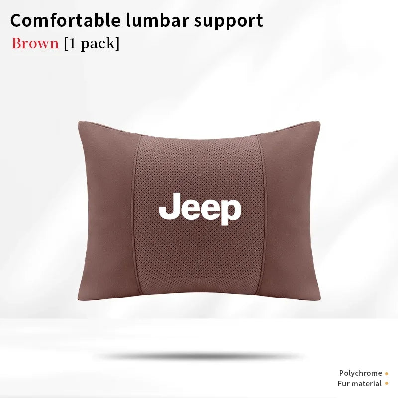 Car Suede Ventilate Headrest Seat Waist Cushion Pillow Jeep Wrangler Grand Cherokee Renegade Compass Gladiator Patriot Commander