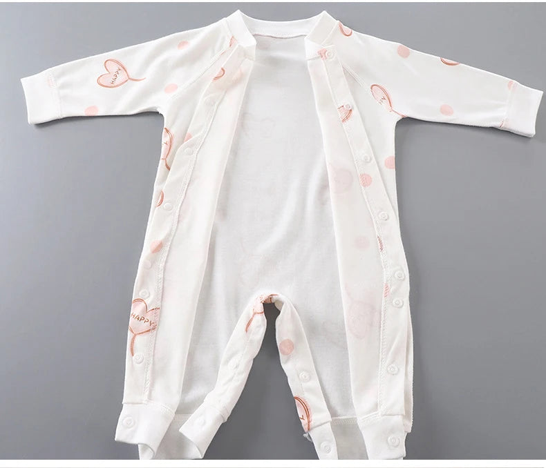 Baby Autumn Clothes Long Sleeved Spring and Autumn Jumpsuit, Pure Cotton Baby Climbing Clothes Boneless Single Breasted Hoodie
