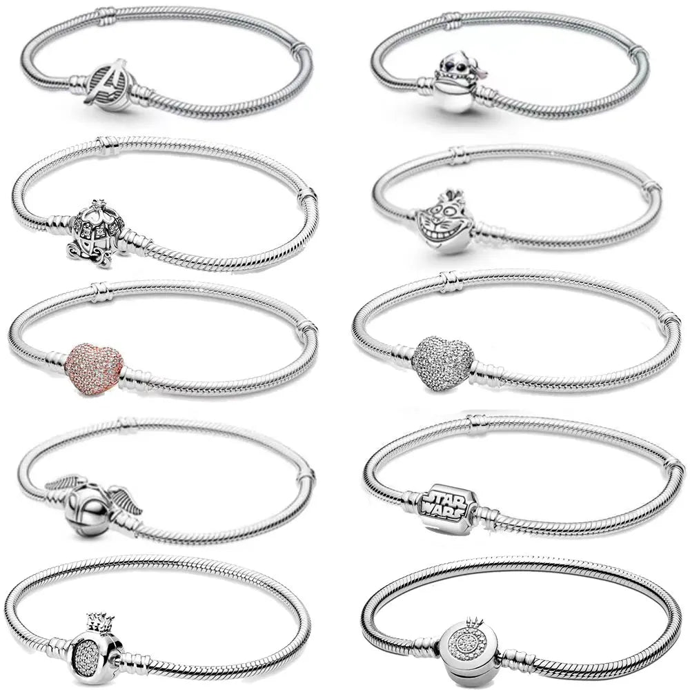 The best-selling S925 sterling silver heart-shaped crown snake bone chain is perfect for the original DlY bracelet! A perfect je