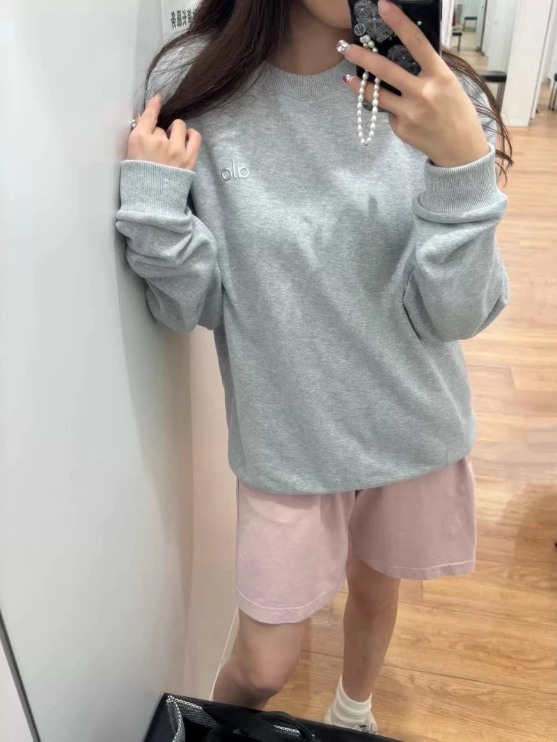 Fashionable New Long Sleeved Autumn and Winter Letter Print Classic Round Neck Casual Couple's Loose Hoodie