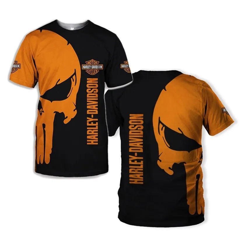 For Harley Davidson European and American Trend Street Motorcycle Tough Man Motorcycle Cotton Printed Short Sleeve High Quality