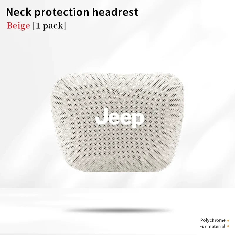 Car Suede Ventilate Headrest Seat Waist Cushion Pillow Jeep Wrangler Grand Cherokee Renegade Compass Gladiator Patriot Commander