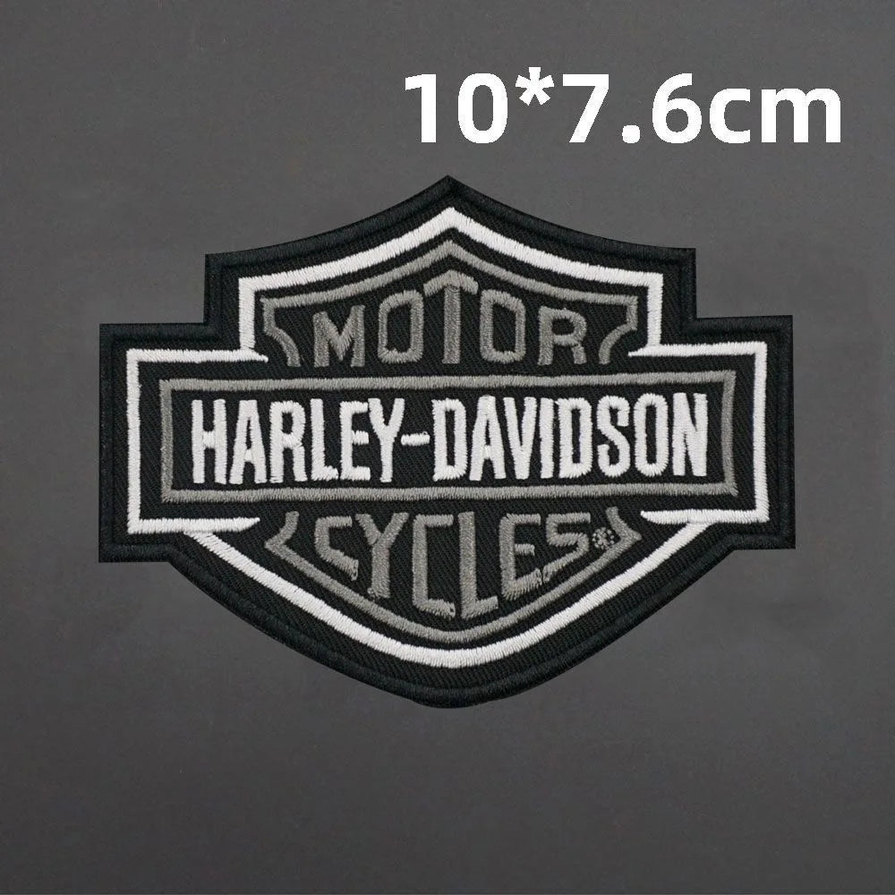 New Harley Davidson Punk Embroidered Patches on Clothes Iron on Patches for Clothing Jacket Badge DIY Biker Appliques Stirpes