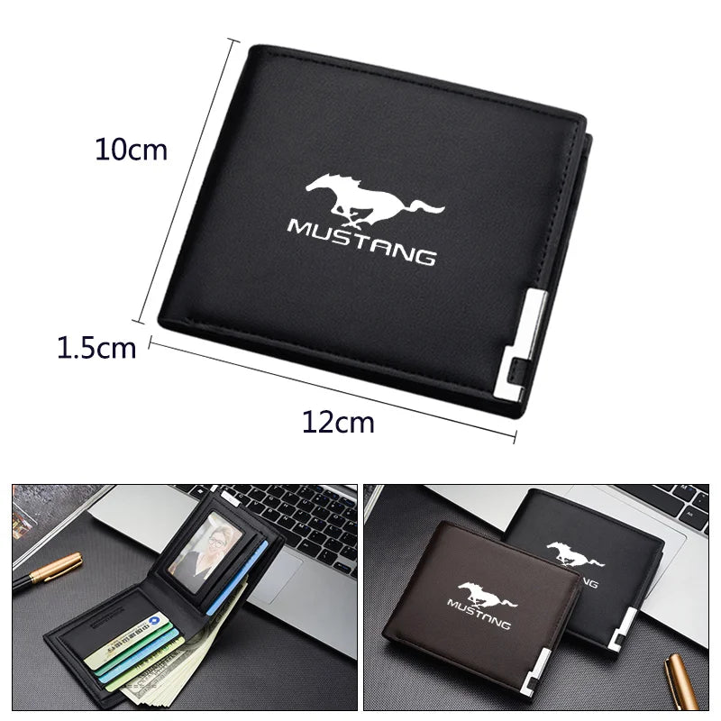 1pcs Car Logo Wallet Men Leather Driver Licence Holder Key Card Bag For Mustang Ford Fiesta Kuga Edge Mondeo ST Fusion Explorer