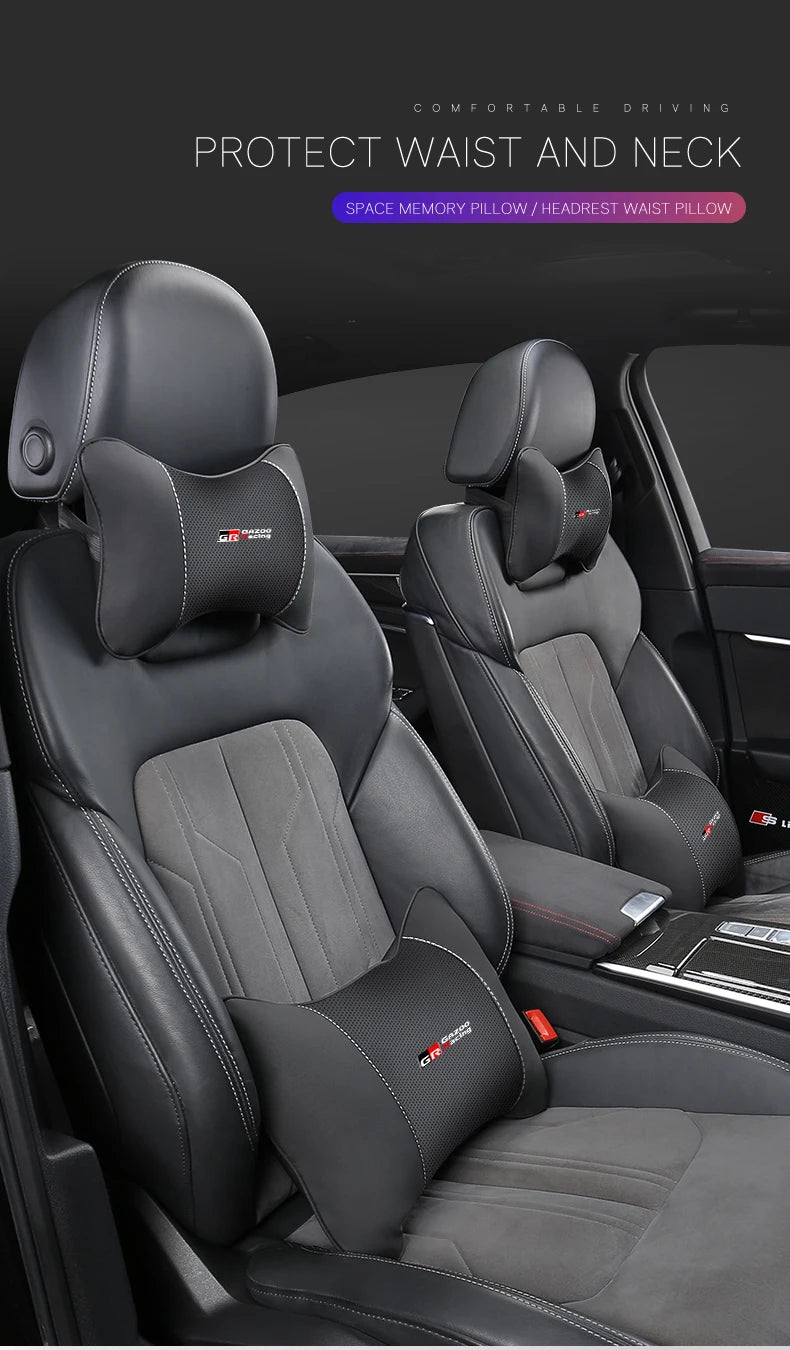 Leather Car Headrests Lumbar Pillows Auto Neck Pillows For Toyota Supra Aygo Prado RAV4 Hilux Yaris Corolla 4Runner Camry Avalon