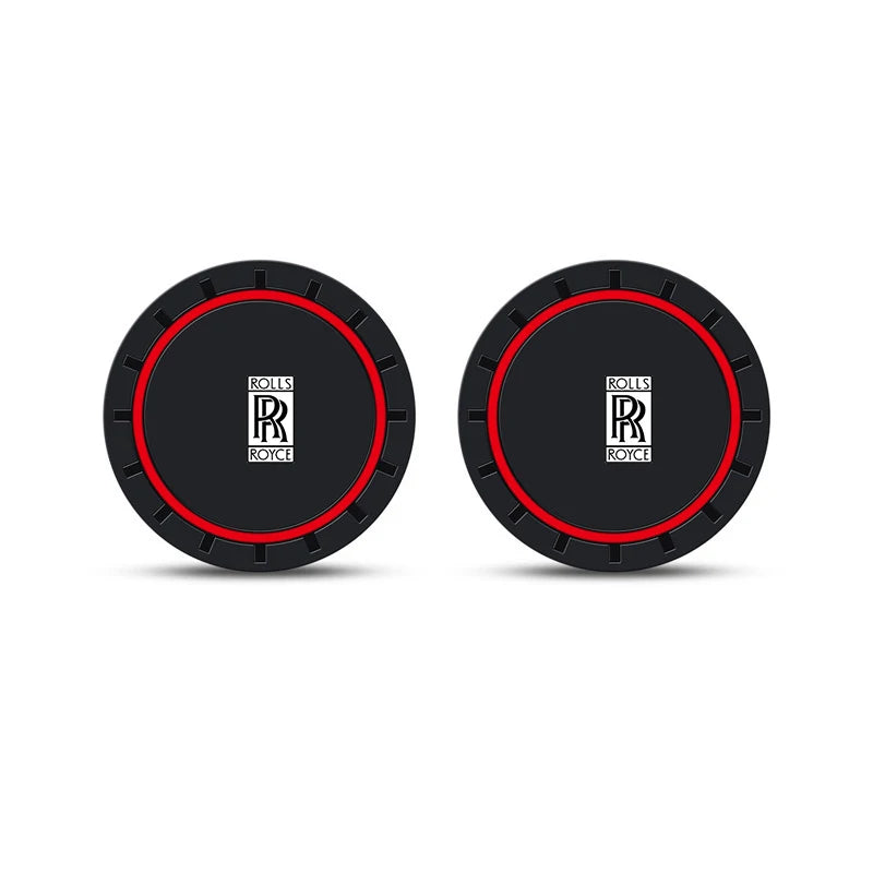 2PC Leather Interior Car Anti Slip Mat Coaster Car Water Cup Slot Accessory for Rolls-Royce Cullinan Phantom Ghost Wraith Dawn