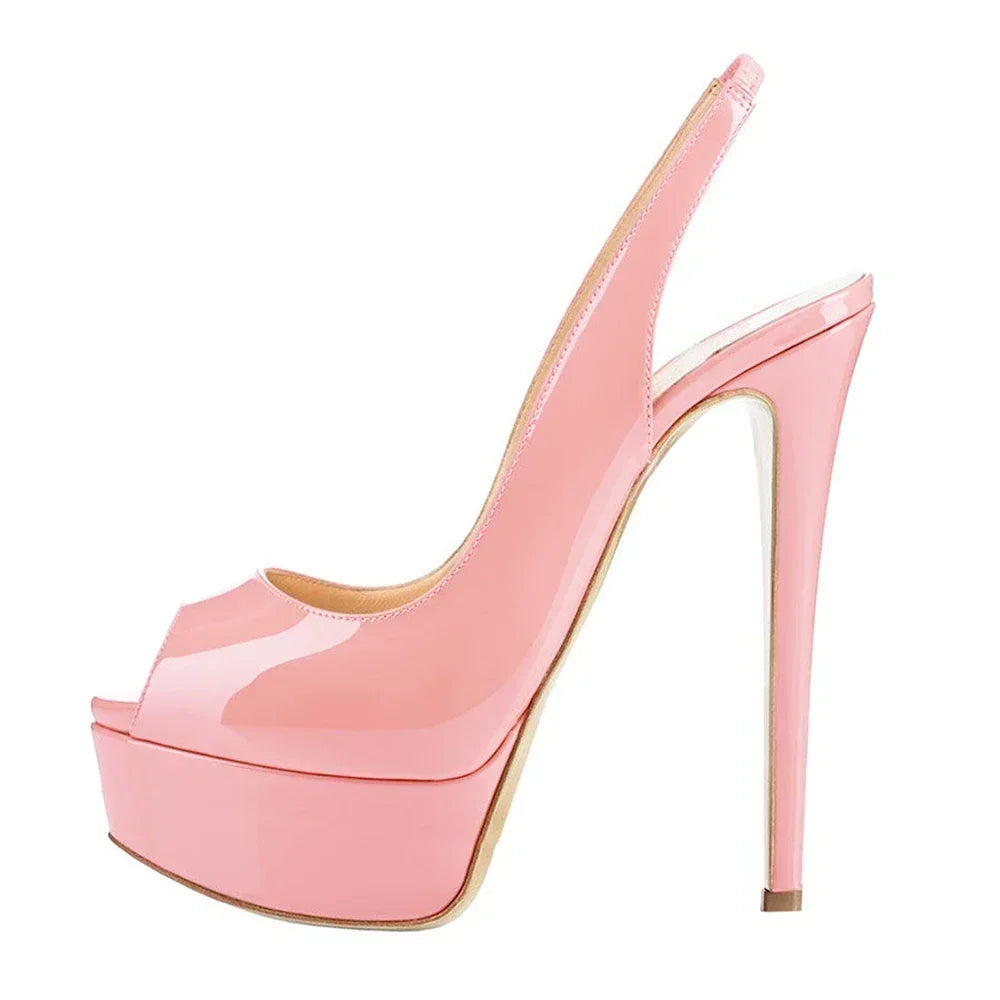 Women Pumps Stilettos 14CM Platform Stripper High Heels Sexy Open Toe Sandals Gladiator Party Dress Wedding Shoes Large Size 44