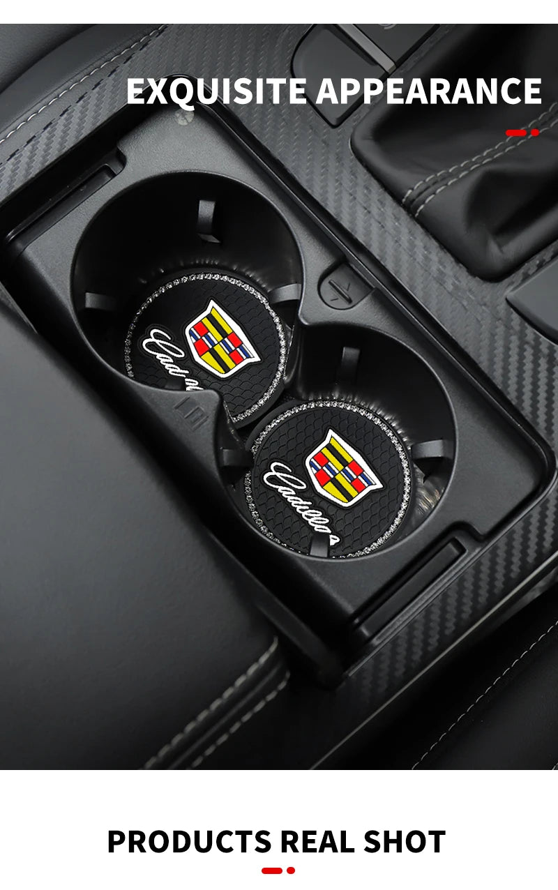 Car Non-slip Water Cup Pad Diamond Rhinestone Bling Decoration For Cadillac Escalade GT4 XT4 ATS XT5 CTS XTS RS Accessories