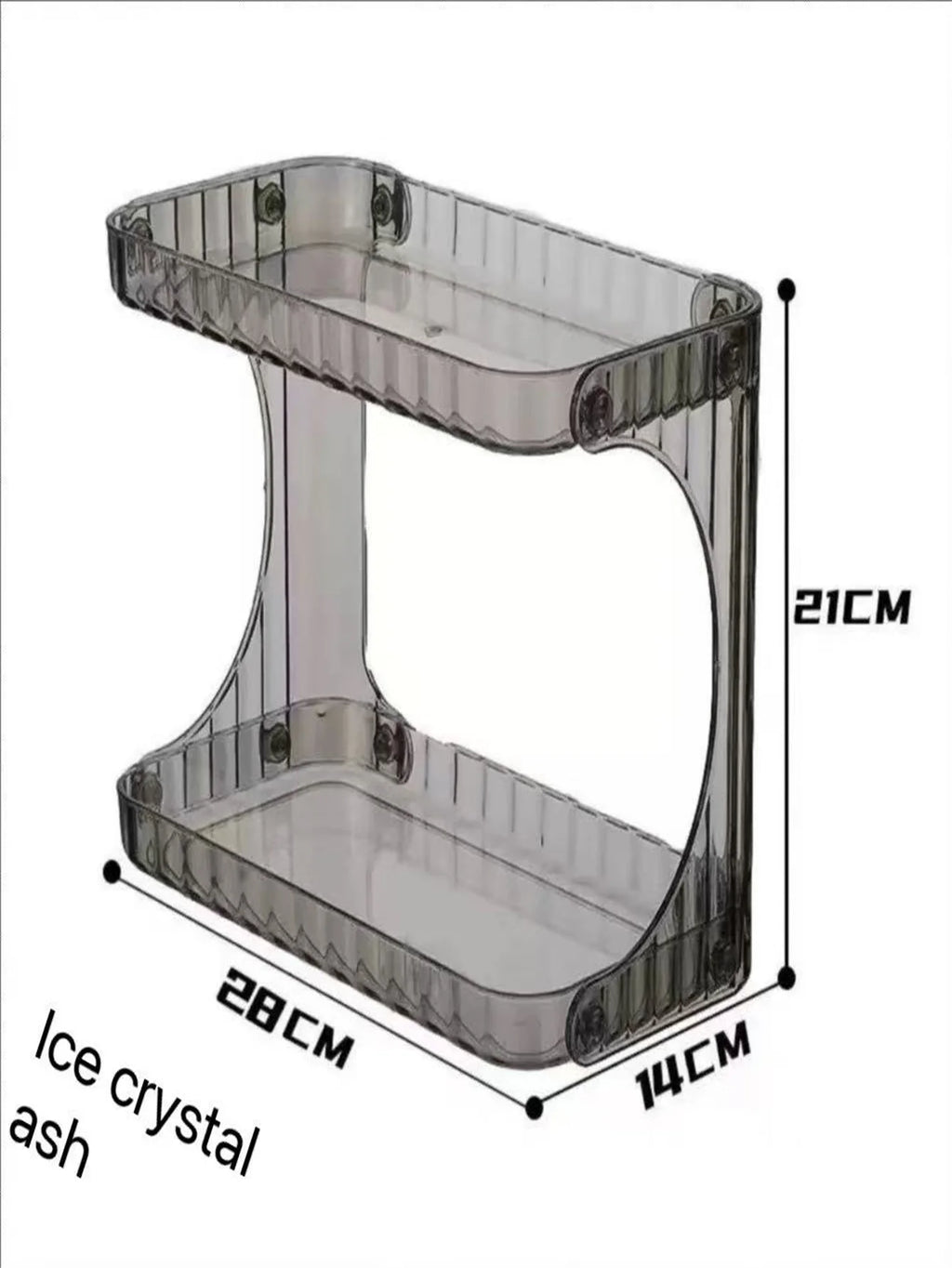 2-Tier Transparent Plastic Desktop Cosmetic Storage Box with 2-Tier Shelves & 4-Wheel Base - Space-Saving Organizer Tray, Freest