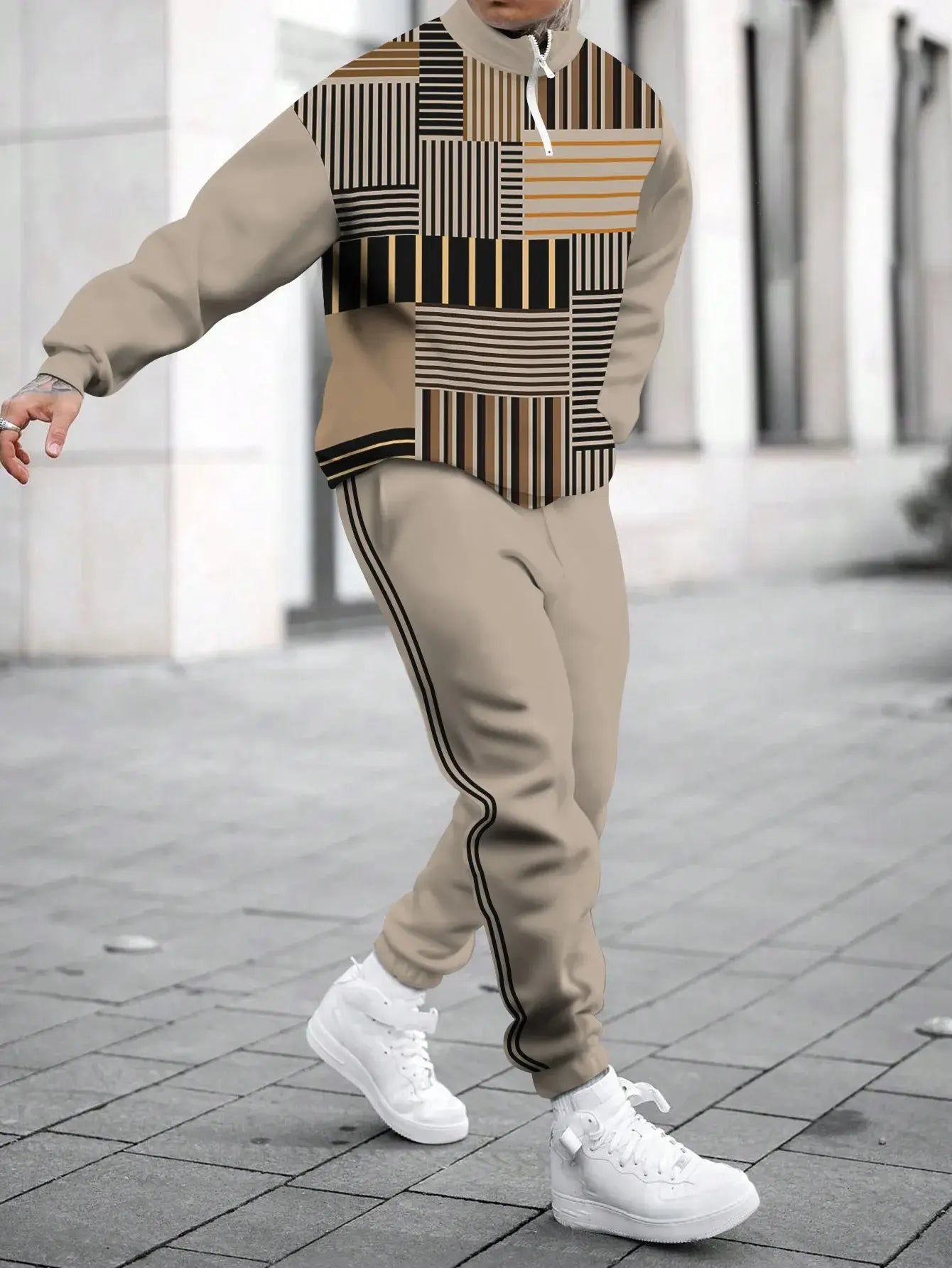 Men's Hoodie Sweatshirt 3D Print Casual Sportswear Long Sleeve Loose Fit Spring Autumn Set with Pants Polyester Fabric