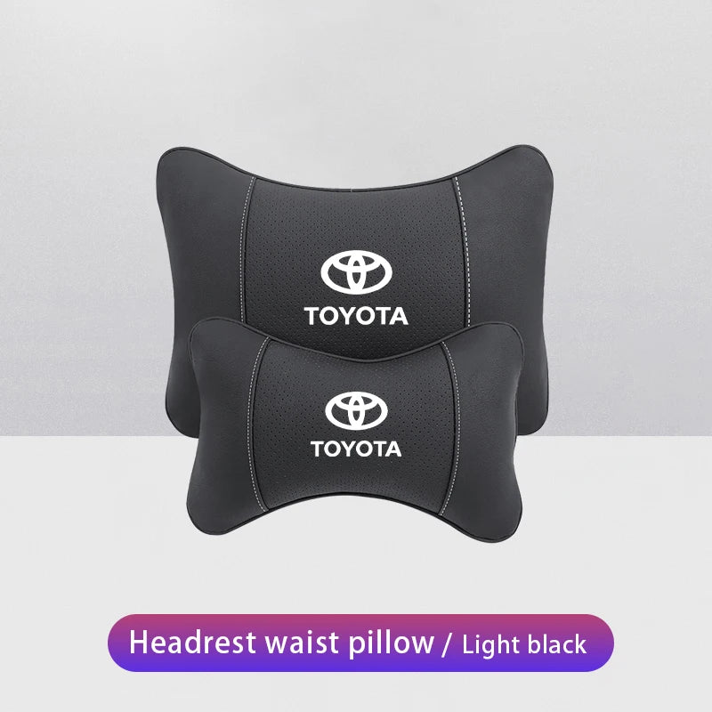 Leather Car Headrests Lumbar Pillows Auto Neck Pillows For Toyota Supra Aygo Prado RAV4 Hilux Yaris Corolla 4Runner Camry Avalon
