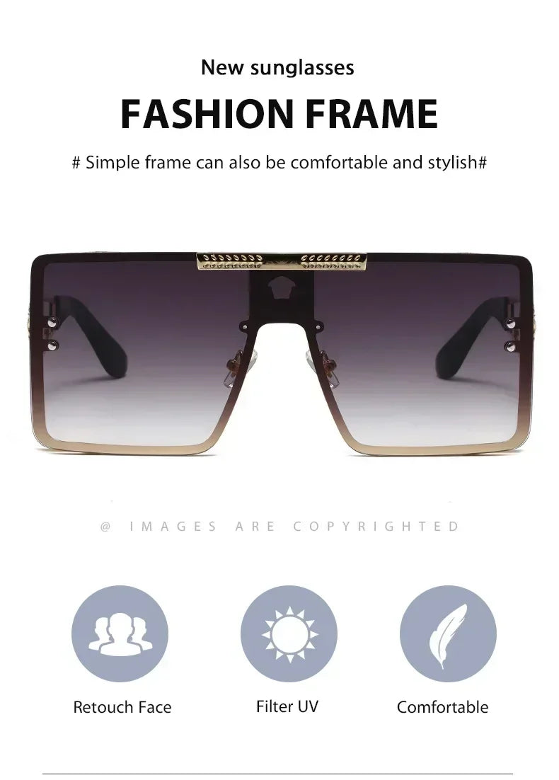 New Personality Square Big Cool Sunglasses for Men Women Fashion Retro Luxury Design Male Sun Glasses Gafas UV400 Gafas De Sol