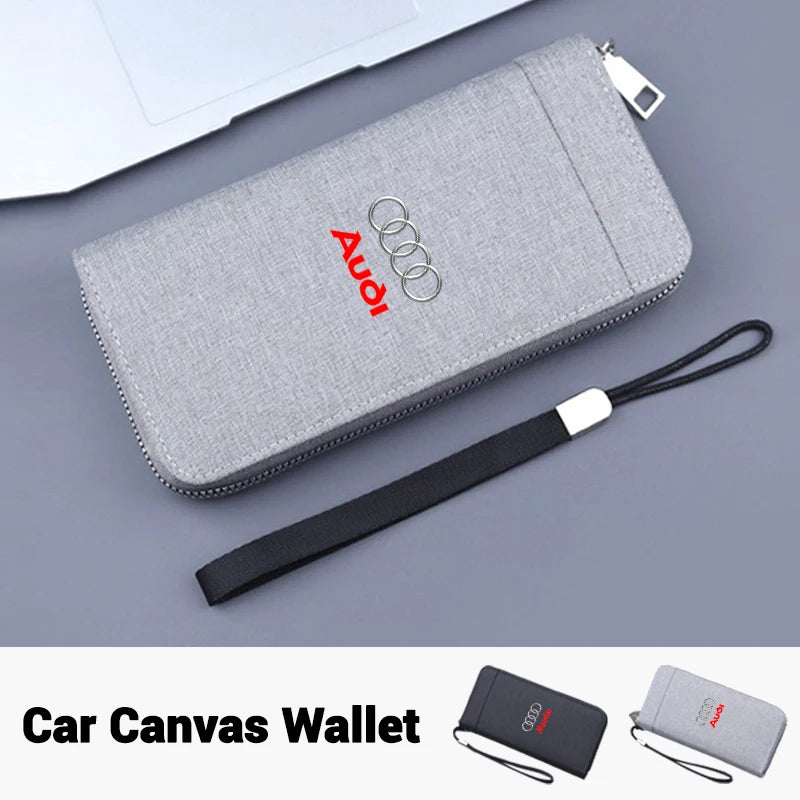 1PC Car Logo Coin Purse Wallet Credit ID Card Bag Coin Purse For Audi RS B7 B8 B9 A3 8P 8V A4 A6 C6 C5 Q2 Q3 Q5 Q7 Q8 TT RS3 RS4