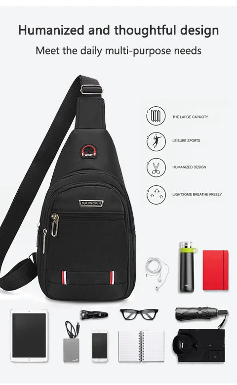 Car Emblem Leisure One-shoulder Bag Men's Messenger Chest Pocket For Ferrari Roma 488 Portofino F8 F1 Roma Spider SF90 Superfast
