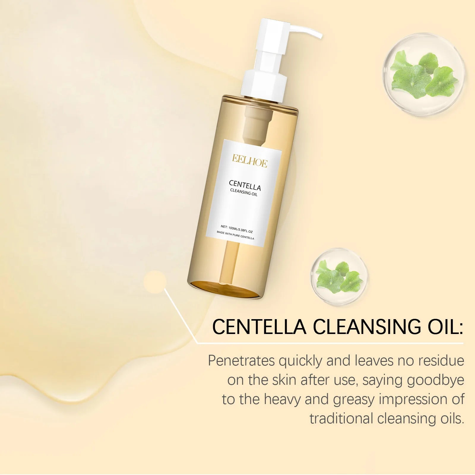 Centella Cleansing Oil Facial Makeup Remover Moisturizing Face Refresher Cleaning Centella Asiatica Extract Vitamin E Skin Oil