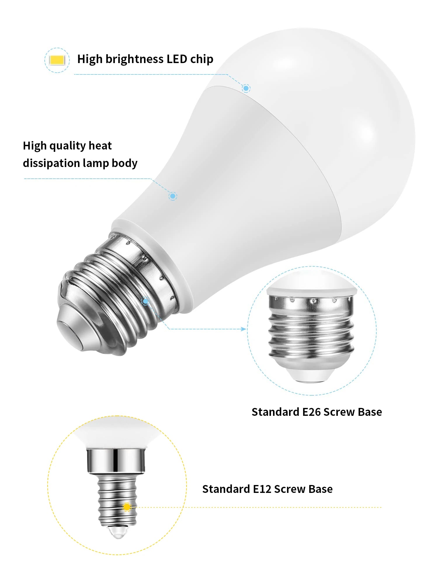 6pcs E26 E12 LED Bulb 20W 18W 15W 12W 9W 6W 3W Lampada LED Light AC 110V Bombilla Lighting Cold/Warm White Lamp For Home