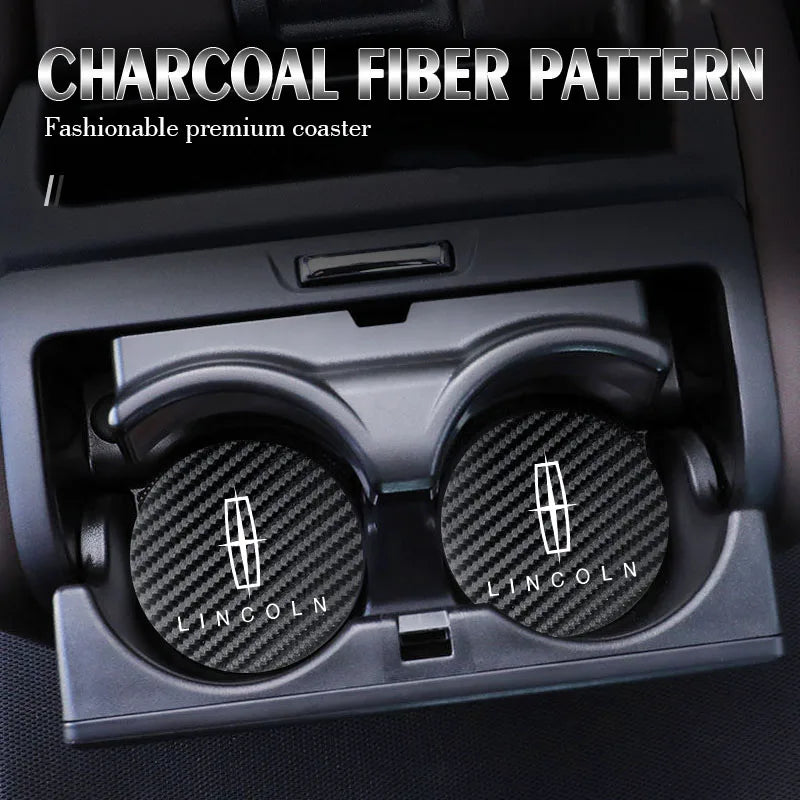 Leather Car Coaster Anti-Slip Water Cup Slot Pad For Lincoln Navigator Continental Nautilus Aviator MKZ MKX MKC MKT MKS Corsair