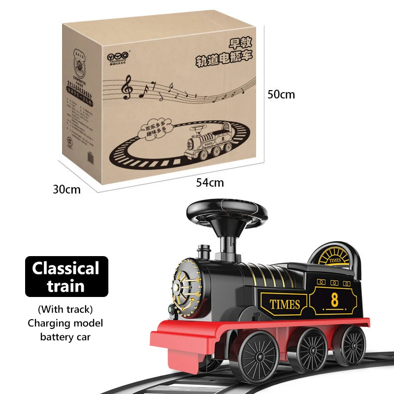 Child Electric Train Kids Riding Toy Ailway Classical  Model Can Carry Train Rail Car Children's Baby Walker Stroller Toys Gifts