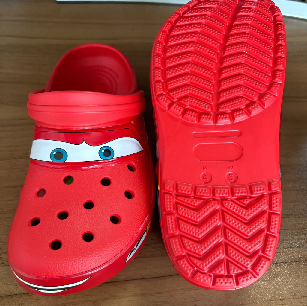 New Disney McQueen Pix Cartoon Solid Color Waterproof Anti Slip Hole Outdoor Sandals Casual Sandals Adult Anime Accessories