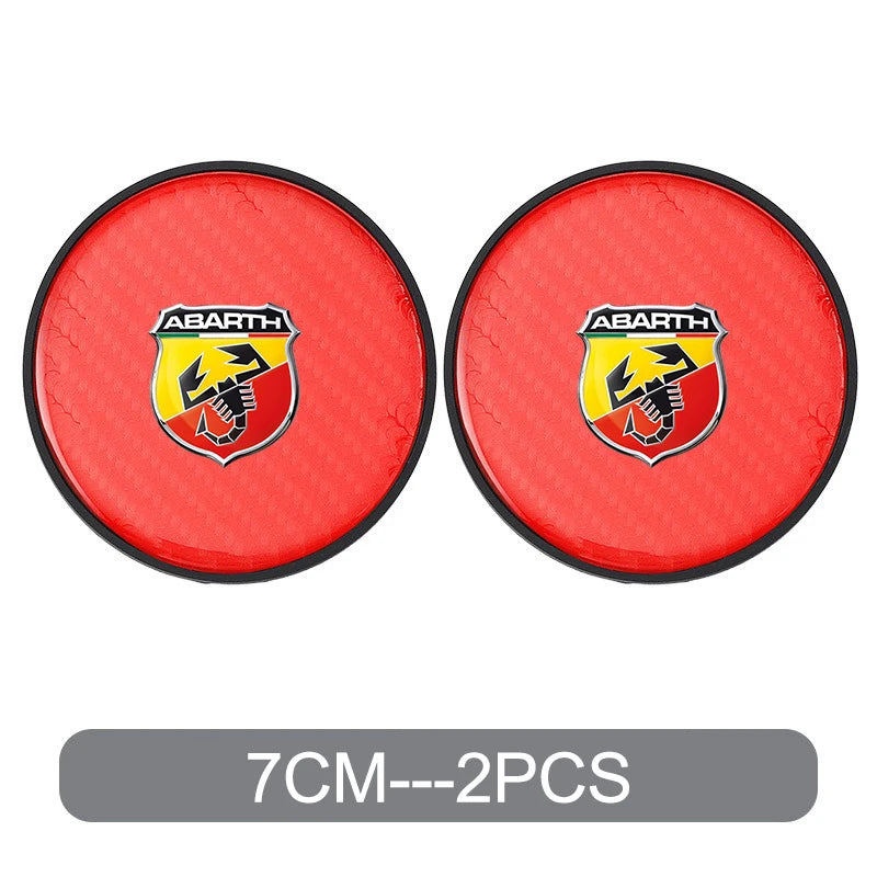 2PC Car Water Cup Pad Non Slip Coaster Drinks Mat For Abarth Punto 124 500 595 695 500X 500e Car Interior Auto Accessories