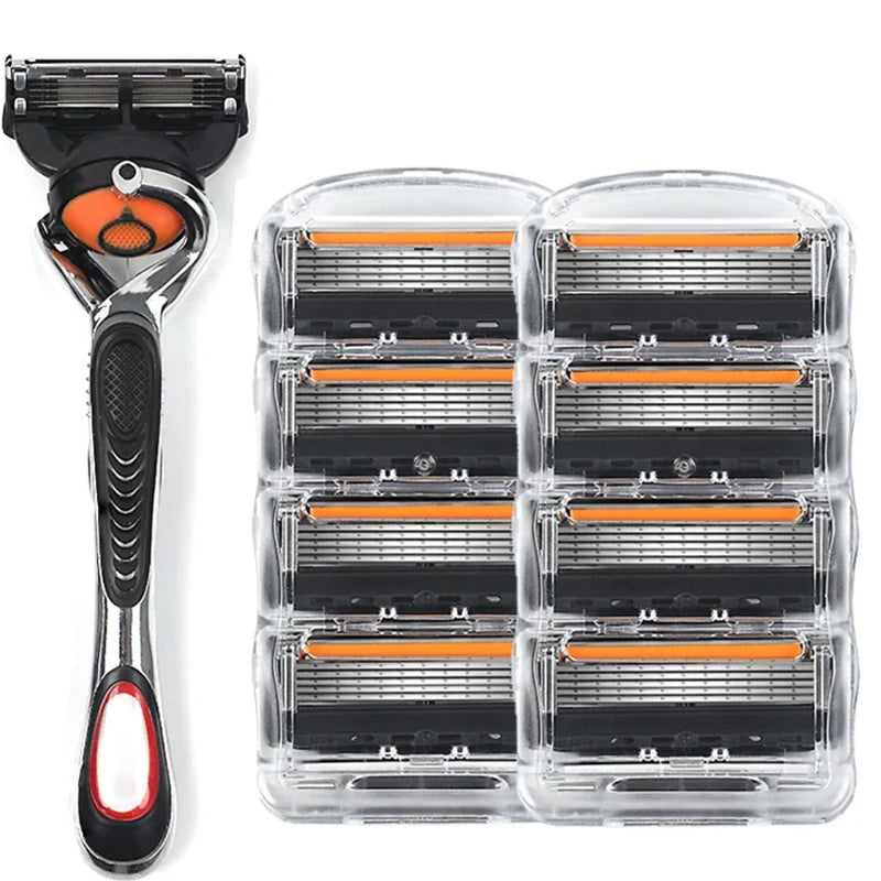 Hot Selling Manual Razor for Men Five Layer Blade Stainless Steel Blades No Skin Damage Old Style Blades Shaver Heads Razor