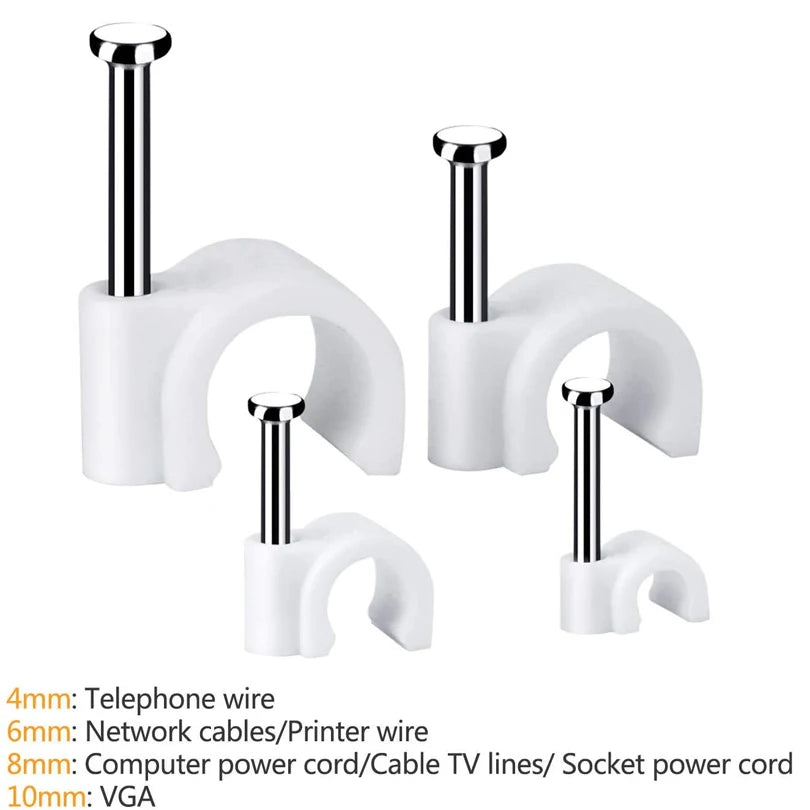 400Pcs 280Pcs Round Cable Wire Clips  Cable Management RG6 CAT6 RJ45 Electrical Wire Cord Tie Holder Circle 4mm 6mm 8mm 10mm
