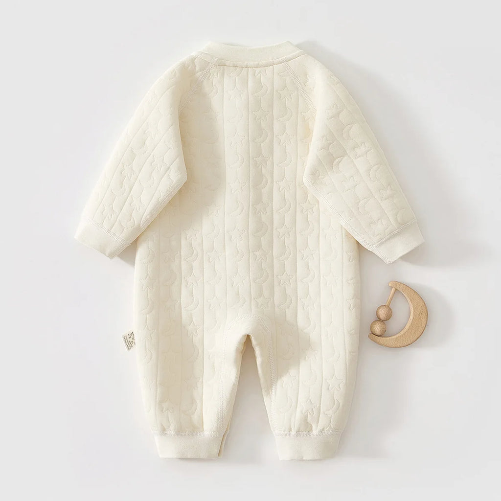 AYNIGIELL Baby Jumpsuit Autumn and Winter Pure Cotton Warm Newborn Inner Clothes for Boys and Girls Baby Pajamas 0-18 Moths