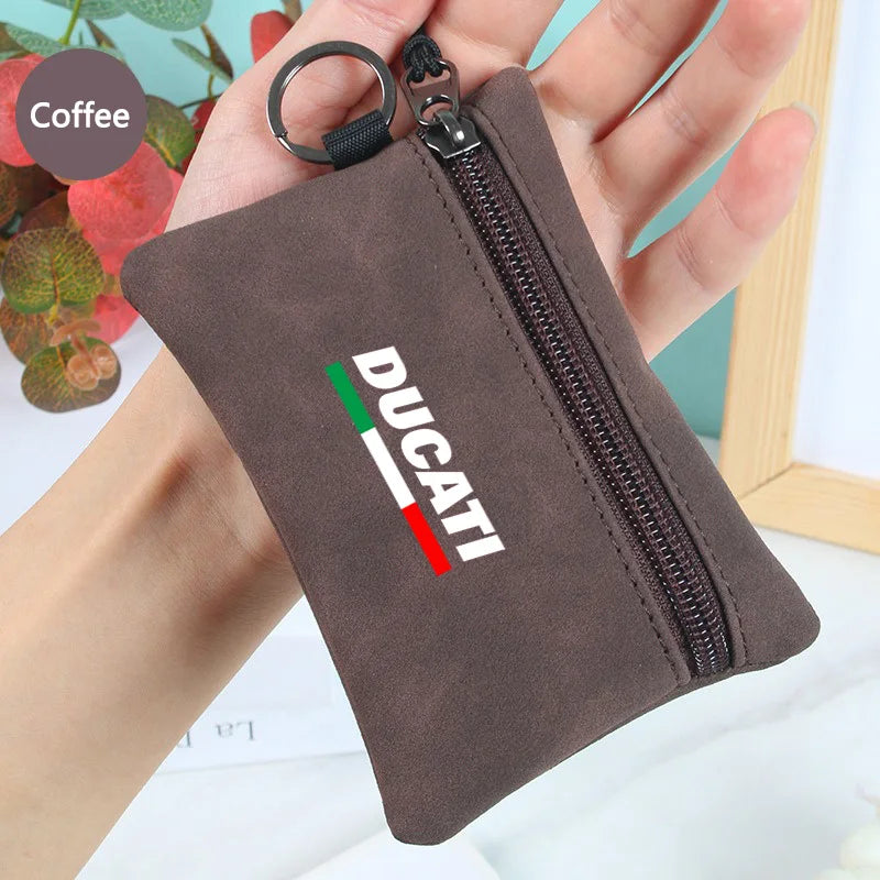 Portable Suede Motorcycle Logo Key Bag Wallets Coins Card Pouch For Ducati Panigale Diavel V2 Scrambler MONSTER 695 696 795 1200