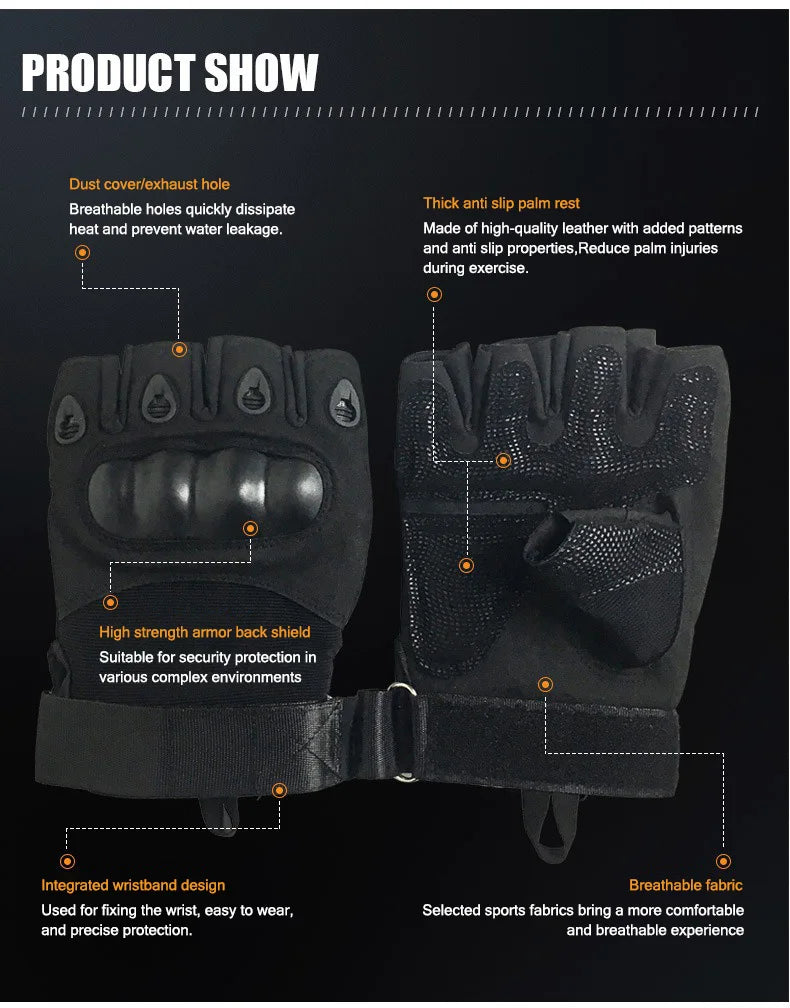 Half Finger Men's Gloves Outdoor Military Tactical Gloves Sports Shooting Hunting Airsoft Motorcycle Cycling Gloves For Harley