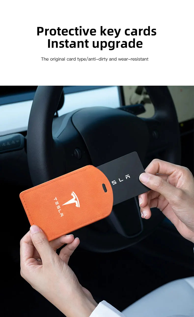 Suede Tesla Car Key Card Cover Keychain Car Key Accessories For Tesla Model 3 Y S X Cybertruck Juguete Roadster Coil Bonina