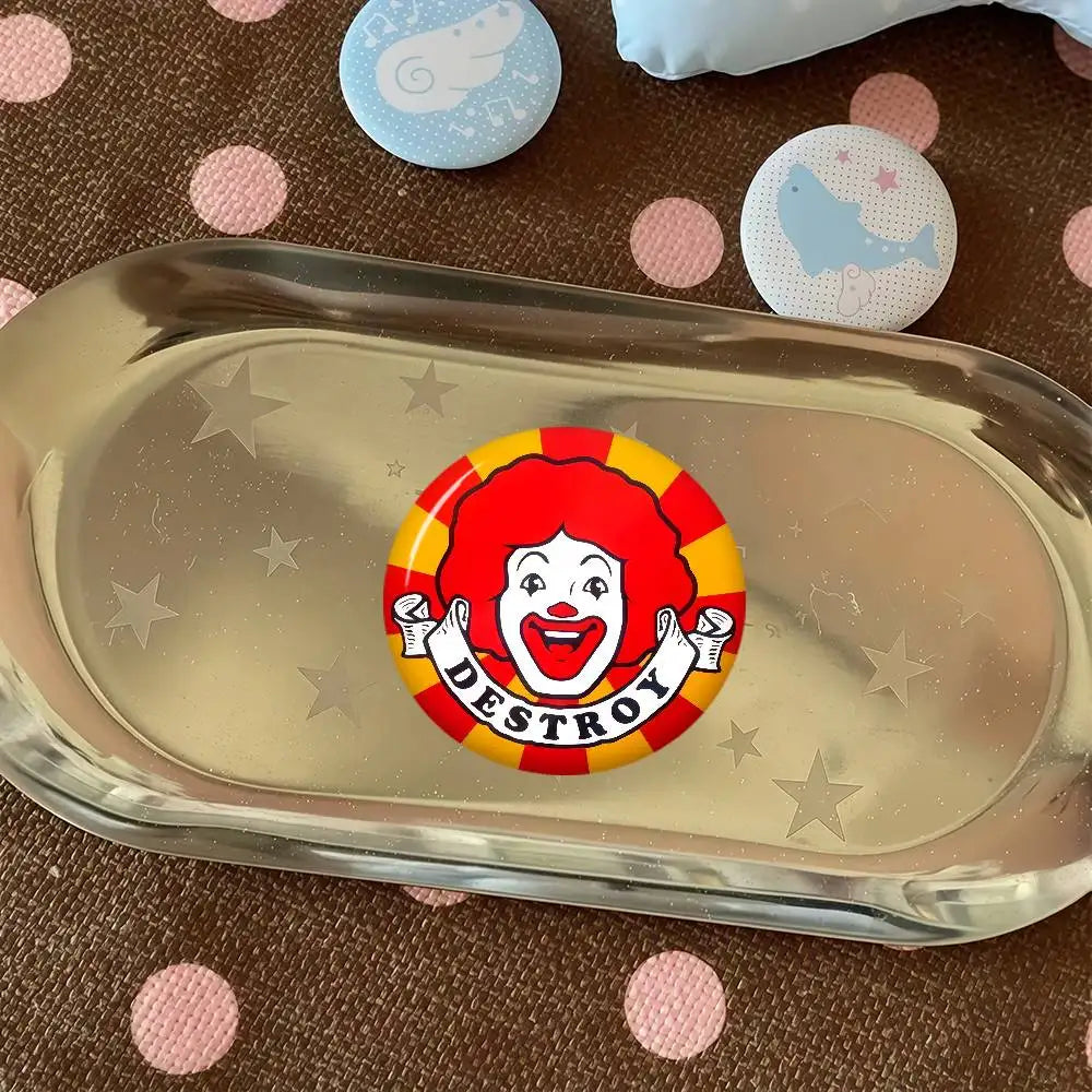 Anime Creative Tinplate Soft Button Pins Animal Icon Brooch Lapel Backpack Badge Accessories Pin Hot McDonalds logo Corp