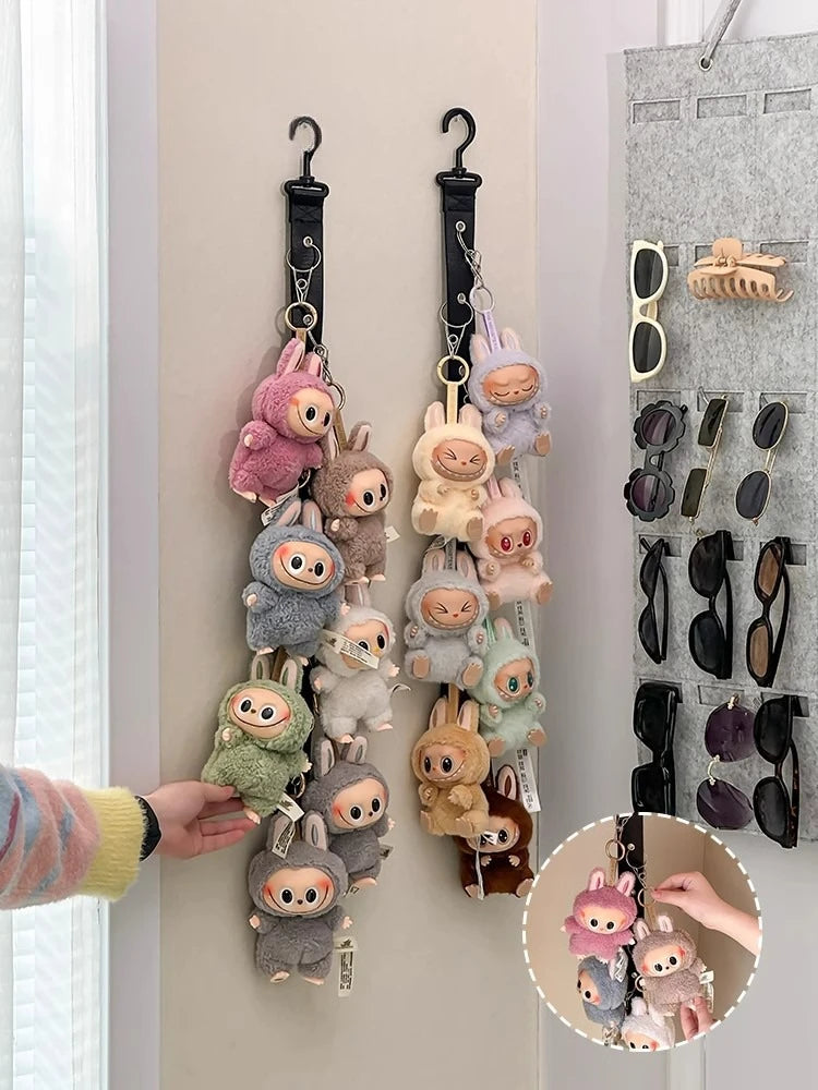 Hanging Storage Hook for Labubu Cartoon Doll Storage Rack with 8 Hooks Door & Wall Hanging Organizer for Labubu Accessories